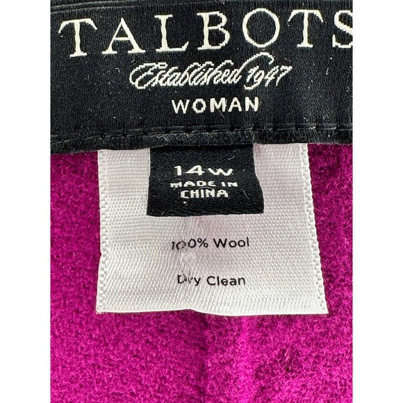 Talbots Womens 14W Pink 100% Wool Button Front 3/4 Sleeve Blazer Jacket Magenta - Picture 6 of 8